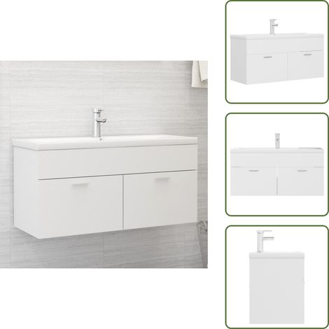 The Living Store Mueble con lavabo madera de ingeniería blanco - Lavabo empotrado