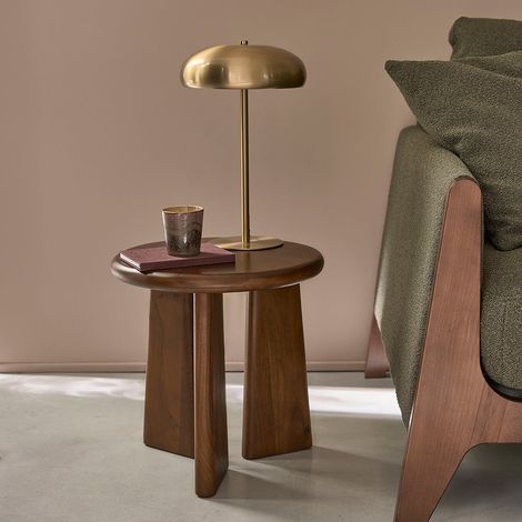 Table d'appoint en bois d'acacia ronde (1/4)