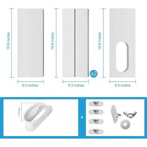 Plaque d'étanchéité pour Fenêtre Climatisation Mobile, 15cm de Largeur, 4 Pièces, Barrière Réglable et Extensible pour Tuyau d'Évacuation (1/5)