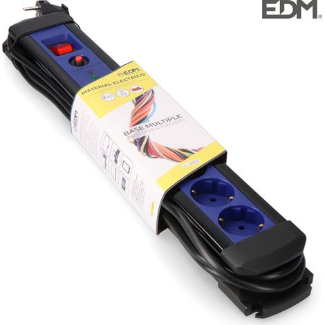 Mehrfachsteckdose 6 Steckdosen mit Schutz+Schalter 3 mts.