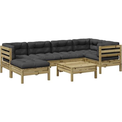 Set Divani da Giardino 7pz con Cuscini Legno Impregnato di Pino vidaXL (1/5)