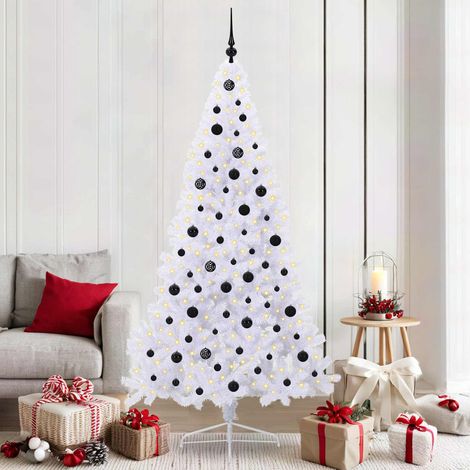 vidaXL Sapin de Noël artificiel avec 300 LED Blanc 210 cm PVC et Acier (1/5)
