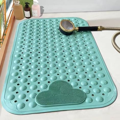 Alfombrilla de ducha antideslizante con ventosas, masaje cómodo, lavable a máquina, resistente al moho y la humedad, 50 x 80 cm, Gris (1/5)