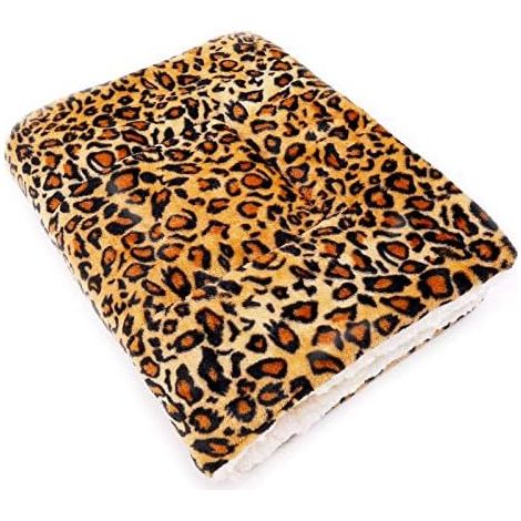 Couverture pour chiens, chats et petits chiens, en peluche épaisse, unie, imprimé léopard, XL