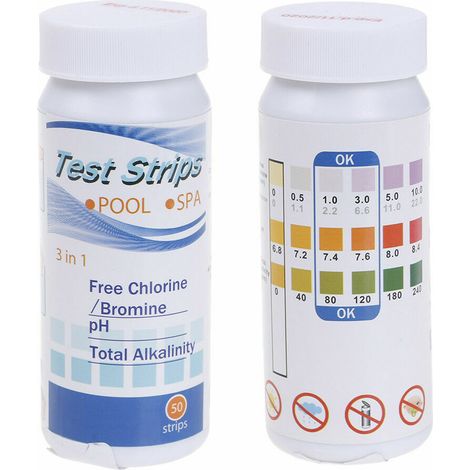 Strisce test acqua 50 pz VERDELOOK test strips pool&spa quantità cloro libero PH (1/2)