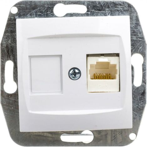 Prise murale simple Carla RJ45 Cat 5e blanche 1748-10