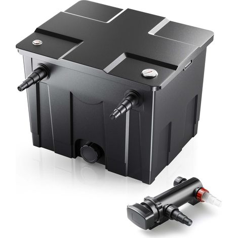 SunSun Komplettset: CBF-350 Teichfilter bis 12000 L Teichfilteranlage als Durchlauffilter, CUV-318 Teichklärer UVC Klärer mit 18 Watt UV-C Leistung (1/5)