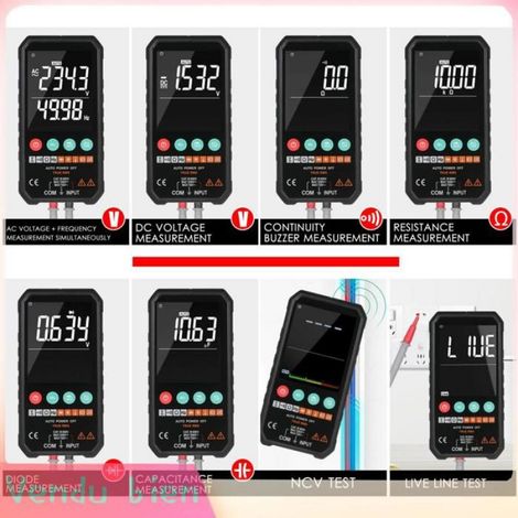 Garosa voltmètre Mastfuyi Multimètre numérique LCD super fin de 3,3 pouces, 6000 points True RMS, compteur moto multimetre EF107C (1/4)