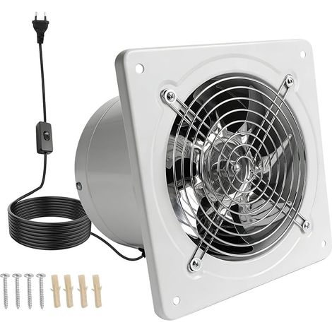 Ventilateur d'extraction 150 mm 600 m³/h - Silencieux - Avec clapet anti-retour - Interrupteur - Étanche IP44 - 40 W - Économe en énergie et durable - Pour cuisine, salle de bain, garage (1/5)