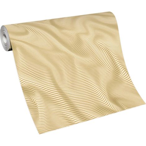 Papier peint graphique aspect textile bleu & gris Tapisserie bleu motif ondulation chambre adulte Papier peint intissé cuisine (1/5)