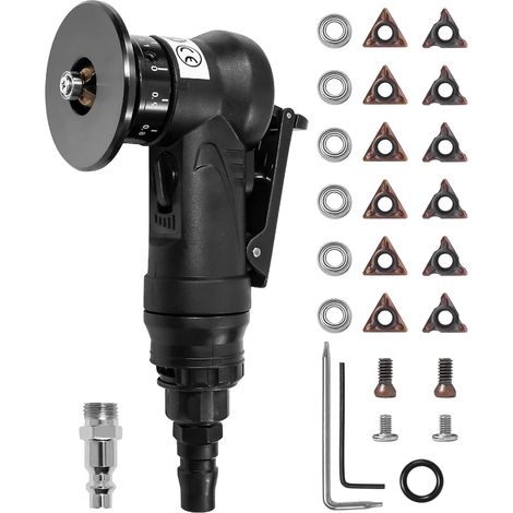 Mini Machine à Chanfreiner Pneumatique, 2 en 1 Outil de Chanfreinage Pneumatique à Main, 30 000 tr/min, Angle d'arc 45°, pour Couper l'ébavurage de Chanfrein, 6R+8 Inserts C+6 Roulements (1/5)