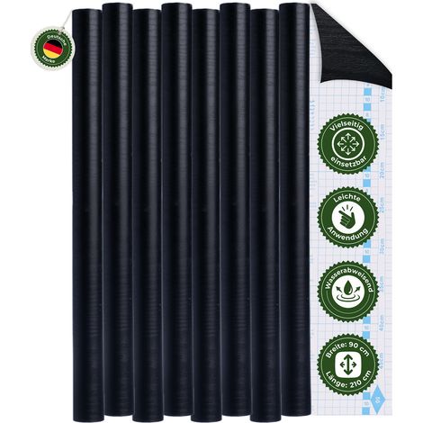 Klebefolie Klebefolie Möbel – Möbelfolie selbstklebend Struktur Schwarz 2er Set, 2 x 90 x 210 cm, zuschneidbar, rückstandsfrei entfernbar – Veluxis