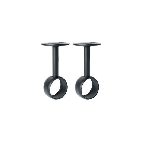 Support Tringle Rideau Plafond Acier Inoxydable Noir Mat 32mm Lot de 2 avec Vis pour Armoire et Dressing (1/4)
