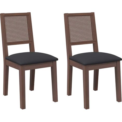 Lot de 2 Chaises à manger,Chaise de cuisine coussins marron bois massif caoutchouc CFW90577 (1/5)