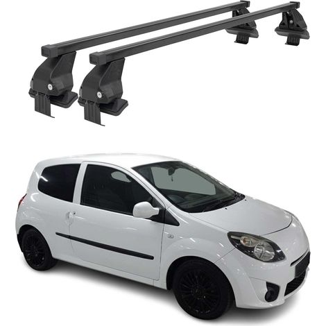 OMAC Dachträger Querträger Stahl für Renault Twingo II 2007-2014 – Abschließbar – City-Crash-getestet – DIN 75302:2019 – ISO/PAS 11154:2006 – Max. 50 kg Schwarz (1/5)