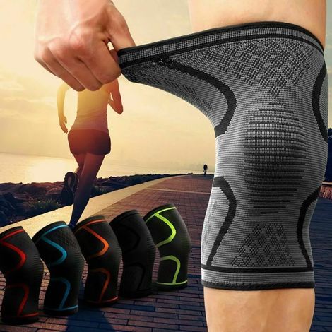 2er-Pack Sport-Kniebandagen, grau, Größe L, atmungsaktiv.