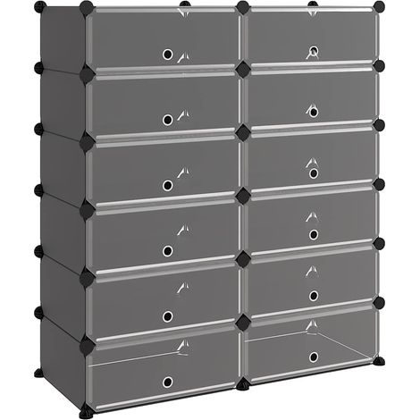 Scarpiera Mobile per scarpe Nera 94,5x36,5x106 cm in PP (1/5)