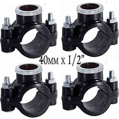 Lot de 4 Collier de prise en charge 40mm x 1/2''. Utilisé pour l'installation d'irrigation, tels que des arroseurs, des tuyères (1/5)