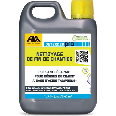 Fila – Détergent DETERDEK PRO 5L – Élimine résidus de ciment et efflorescences – Éco-responsable et sans phosphates – Pour grès cérame et céramique