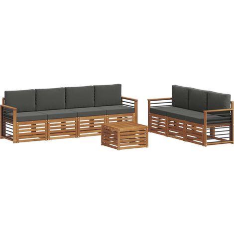 Ensembles de canapés avec coussin 8 pcs Salon de jardin Naturel et Anthracite (1/5)