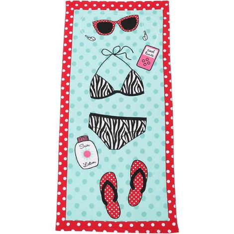 Weiches Mikrofaser-Strandtuch, hübsches Muster, schnelltrocknend, ideal für Reisen und Schwimmen, leichtes Handtuch, Standardgröße, Einzelpackung (1/5)