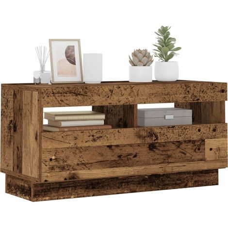 Meuble TV avec lumières LED vieux bois bois d'ingénierie vidaXL (1/7)