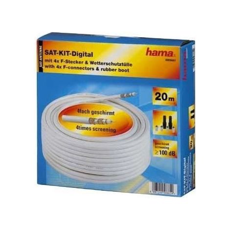 Kit de connexion SAT - HAMA - 56661 - 20 mètres - 4 F-Stecker - 2 Gummitüllen