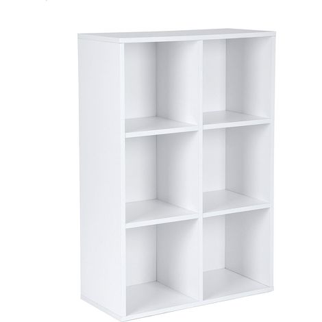 Songmics – Bibliothèque 6 compartiments 65,5 x 30 x 97,5 cm – Panneau aggloméré blanc – Meuble de rangement pour bureau, salon, chambre – LBC203D