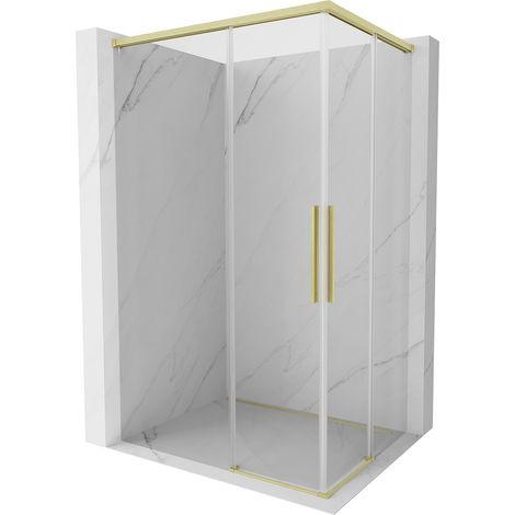 Mexen Rox Duo Duschkabine Schiebetür 120 x 100 cm, transparent, gebürstetes Gold - 8C2D-120-100-55-00 (1/3)