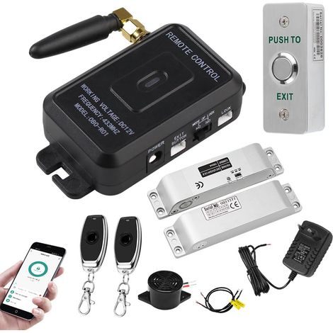 Kit de contrôle d'accès WiFi pour la maison, ouvre-porte sans fil 433 MHz, libération à distance de l'application pour smartphone, verrouillage plug-in (petite serrure) (1/5)
