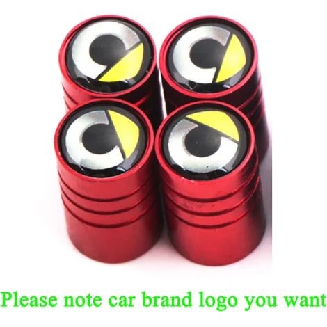 (Rouge) 4x Bouchons de valve de pneu pour voiture, compatibles avec les modèles Smart, Speed, Four et Two. Accessoires auto avec logo de marque. (1/5)