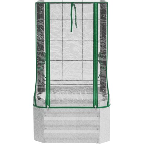 Set aiuola rialzata con copertura in PVC e griglia per rampicanti 53 x 53 x 90 cm (1/5)