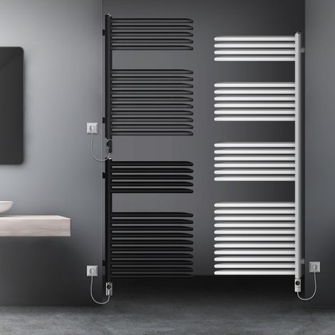 LuxeBath Radiador Toallero de Diseño Monocapa para Baño 500 x 800 mm Antracita con Elemento Calefactor 600W Pantalla LCD Cromo Estufa Moderna para Aseo o Dormitorio con Tubos Ovalados (1/5)
