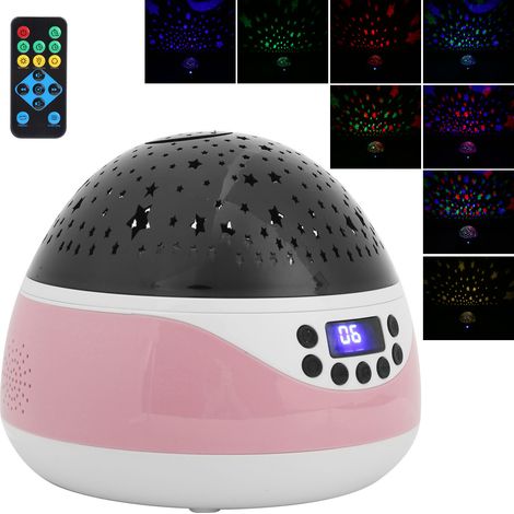 Veilleuse télécommandée avec écran LED, projecteur de veilleuse numérique et musique pour enfant (rose) (1/5)