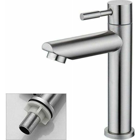 Robinet de lave-mains eau froide – Cuivre durable finition chromée – Débit 9 l/min – Cartouche céramique sans plomb – Barboteur amovible