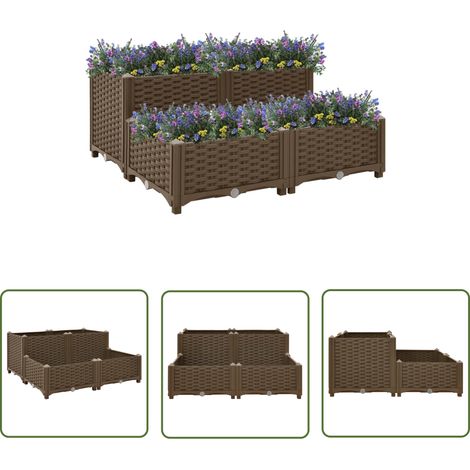 The Living Store Lit surélevé 80x80x38 cm Polypropylène - Jardinière - Bac De Culture - Planter - Pots De Fleurs - Décoration Extérieur (1/5)