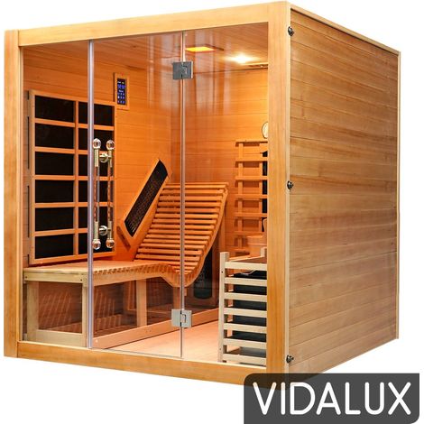 Vidalux 2 - 3 Person 'Relax' Hybrid Bench Sauna With Traditional & FAR Infrared Complete Heat