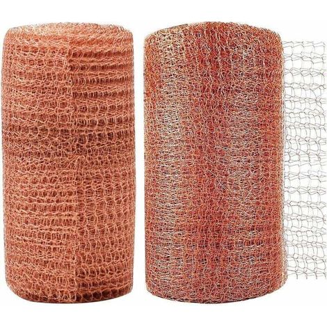 Maille Cuivre,2 Pcs 6 Metre Haute Qualité Grillage Anti Rongeur Bloqueur de Cuivre Filet de Cuivre Tricot pour la Maison Le Jardin la Lutte Antiparasitaire Rongeur Escargot Oiseaux Contrôle
