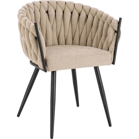 HOME DELUXE Esszimmerstuhl AYLA – Beige, gewebt (1er Set)  Moderner Stoffstuhl für Esszimmer & Küche  Esszimmerstuhl beige, Esszimmerstuhl gewebt, gewebter Stuhl beige