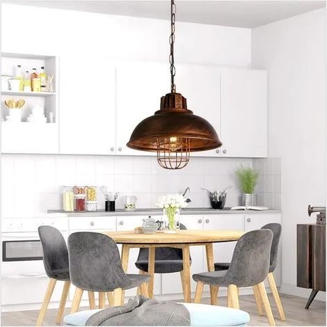 Lustre Suspension Industrielle,Lampe Luminaire Vintage en Métal Style Edison pour Salon Chambre,Rouille,33CM (1/4)