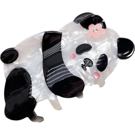 Pince à cheveux panda compatible avec les femmes et les filles, adorable pince à cheveux animal, pince à cheveux en forme de mâchoire compatible avec les queues de cheval, décoration de cheveux (1/5)