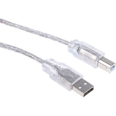 Câble USB RS PRO, USB B vers USB A, Transparent, 3m ( Prix pour 1 ) (1/3)