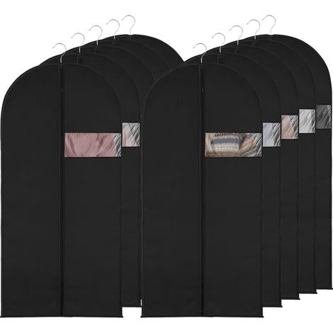 Lot de 10 housses de protection pour vêtements à suspendre, 60 x 140 cm, avec fermeture éclair, résistantes à l'humidité et à la poussière, pour jupes longues et manteaux (1/5)