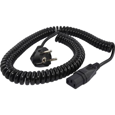 HAWA R6504 appareils IEC Câble de raccordement noir 3.8 m câble spiralé (1/2)