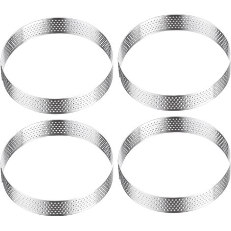 Lot de 4 Moules à tartelette, Acier perforé, Diamètre 8 cm, Pour quiches et pâtisserie (1/5)