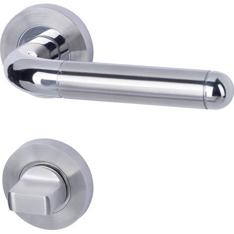 Alpertec WC-Rosettengarnitur Solid 4 Edelstahl silber rund Beschläge