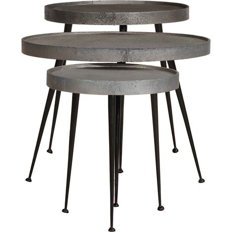 Maison Exclusive - Couchtisch 3 Stk. Silbern Holzwerkstoff
