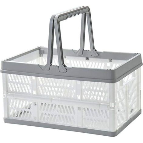 Boîte de rangement pliante en plastique avec poignée, adaptée au camping familial et au pique-nique - Gris (1/2)
