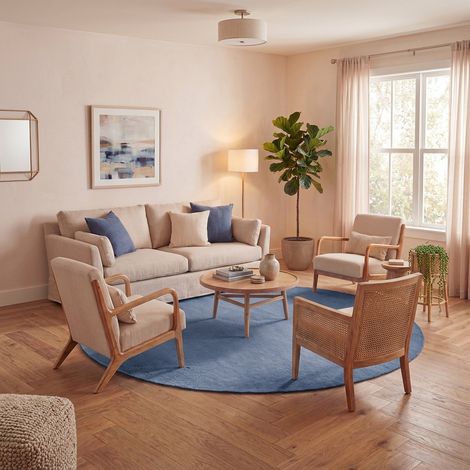 Tapis Kelim moderne Tapis Fancy - Tapis en laine  - 150x150cm, Round - 100% Laine vierge - Tissé main - Bleu
