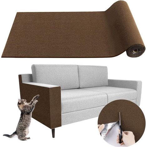 Tapis à griffer pour chat, découpable, 200 cm x 40 cm, tapis de rechange auto-adhésif pour arbres à chat, canapés, murs, meubles, escaliers (1/5)